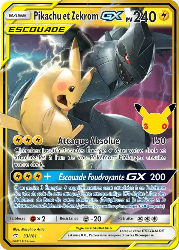 Carte Pokémon Pikachu et Zekrom GX 008